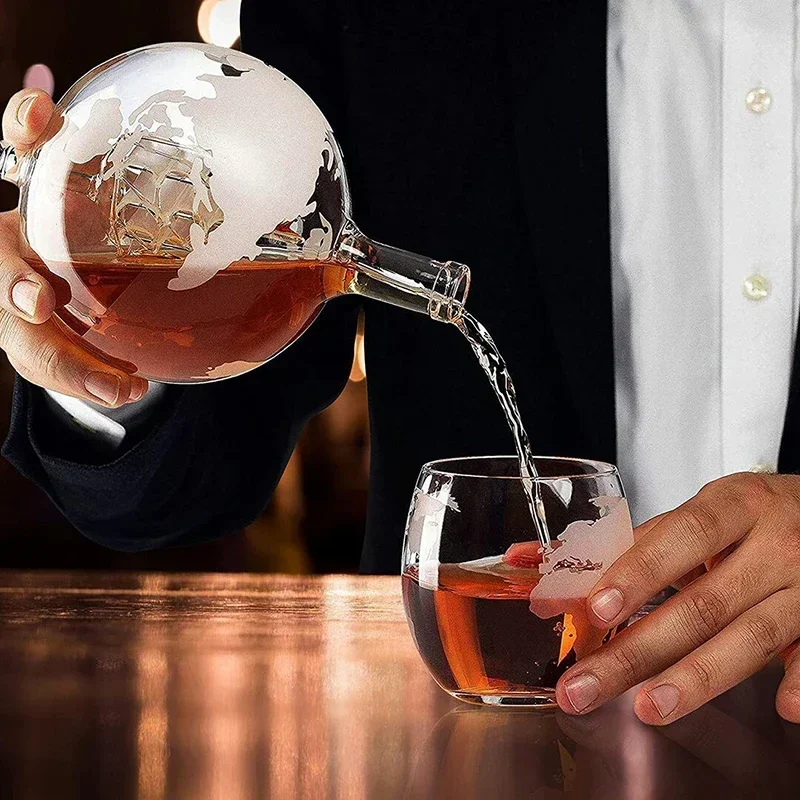 Decanter Globe Set - 850Ml Whiskey Globe Decanter Set With