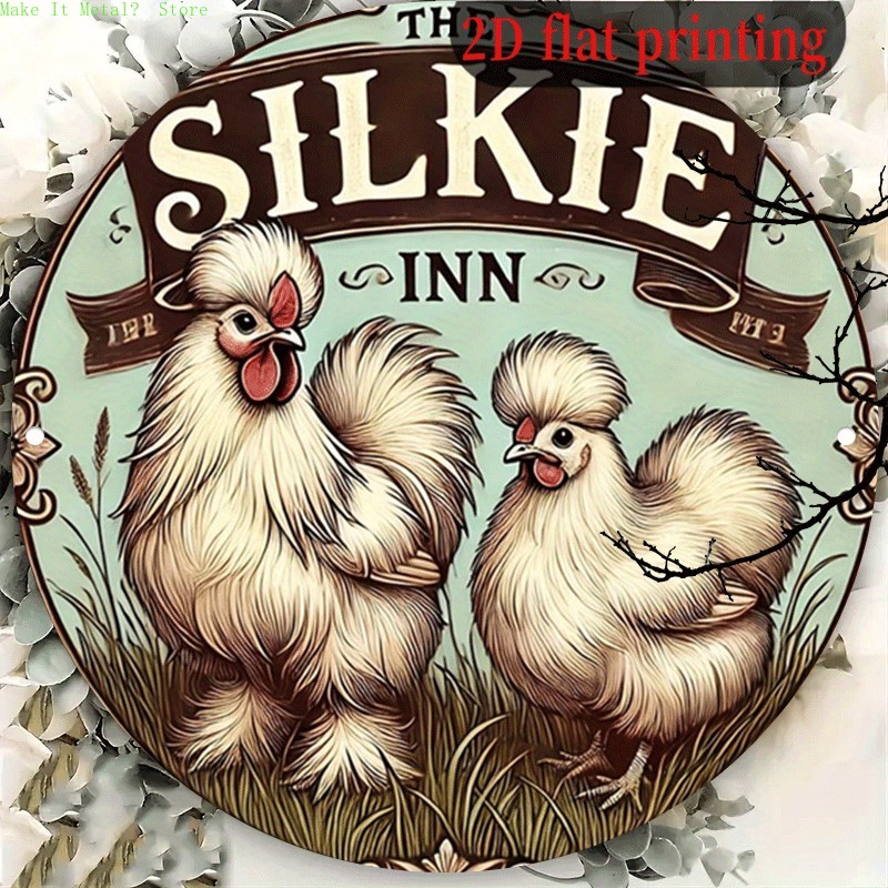 Home Bar Signs - Vintage The Silkie Inn Round Tin