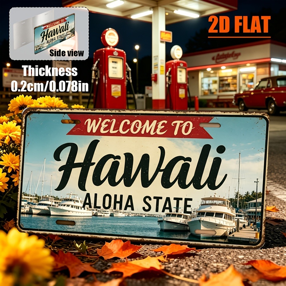 Home Bar Signs - Customizable 1pc 2D Flat Hawaii Retro