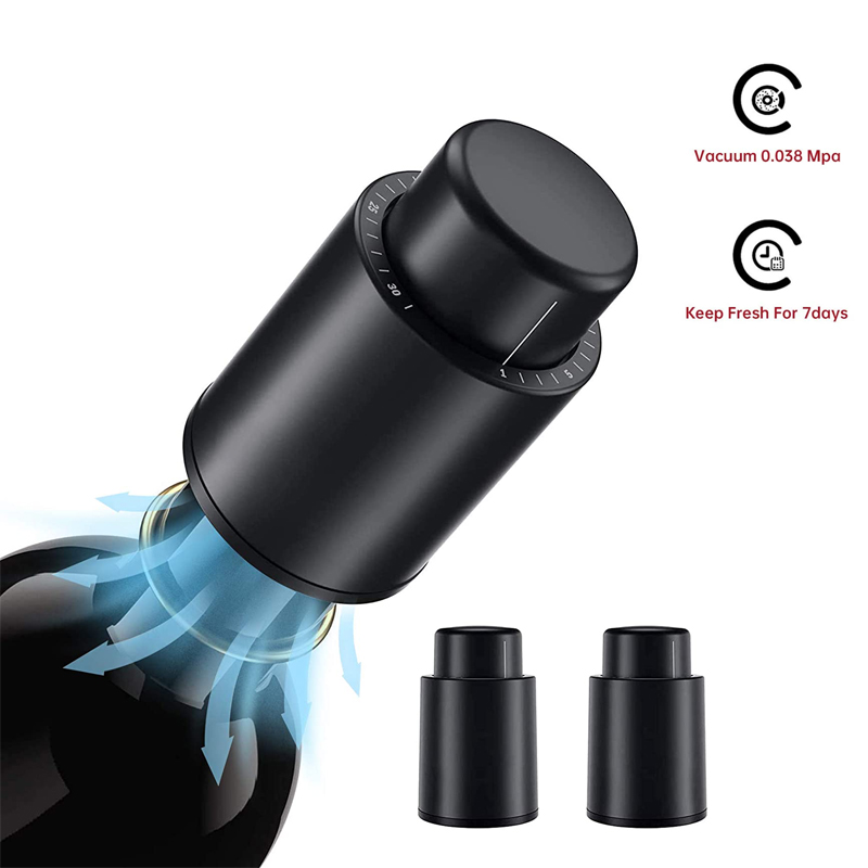 Wine Preservation Pump - LMETJMA Wine Bottle Stoppers Reusable Vacuum