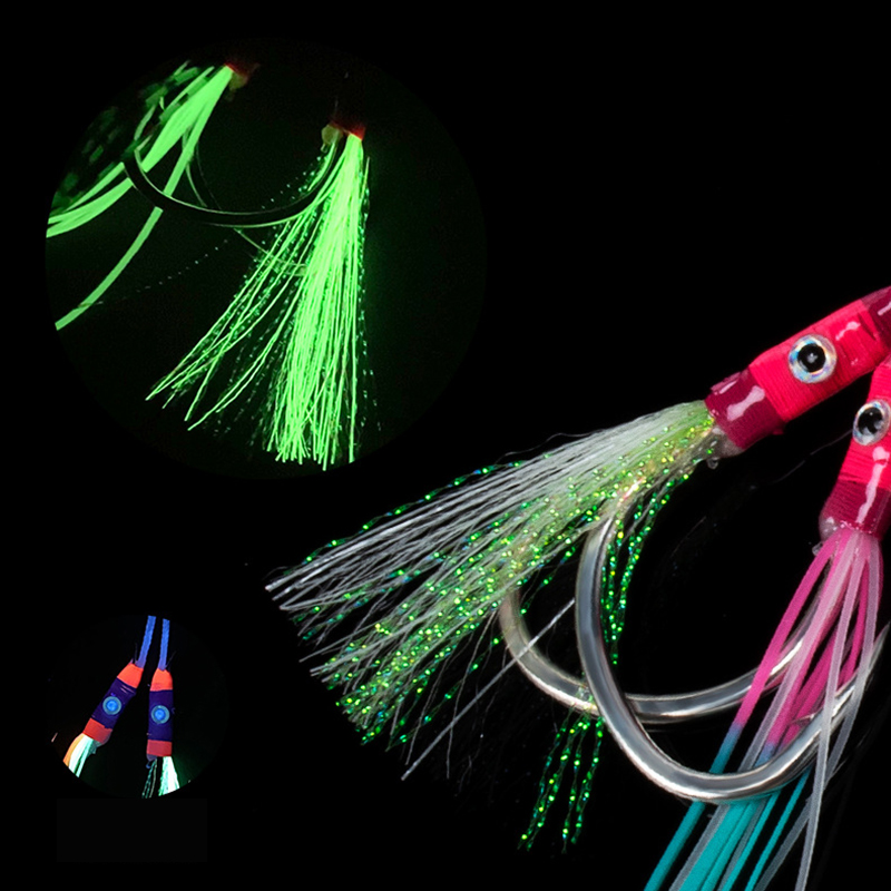 2Pairs/bag Glow Jig Lure Hooks - Jigger Double Sided 评论和价格