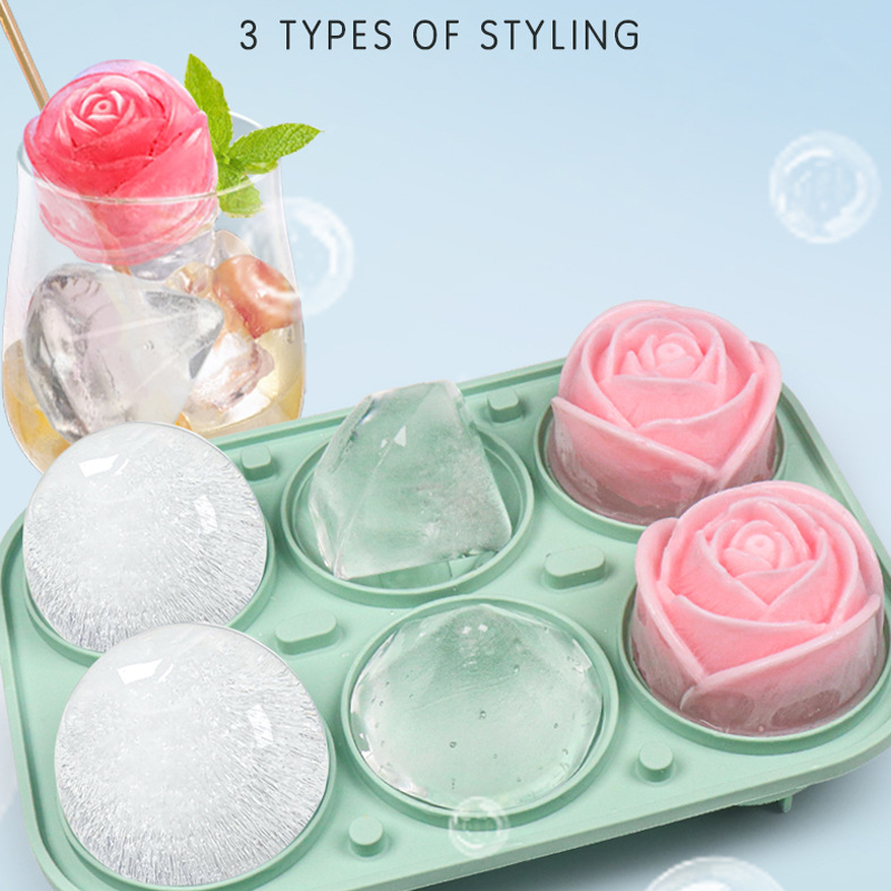 3D Rose Diamond Round Ice Cube - Ice Mold Sphere 评论和价格