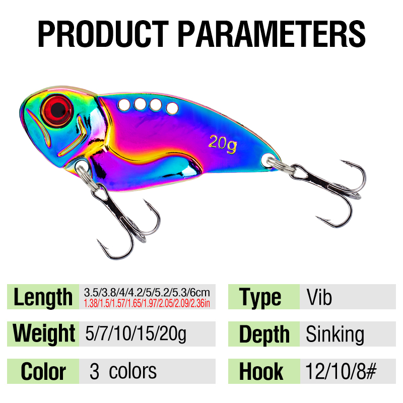 3PCS Metal Colorful VIB Lure 5 - Jigger Double Sided 评论和价格