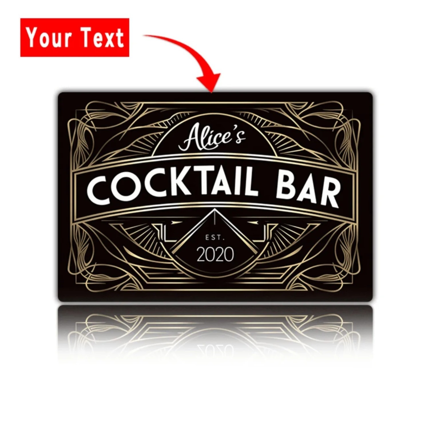 Personalized Art Deco Metal Wa - Home Bar Signs 评论和价格