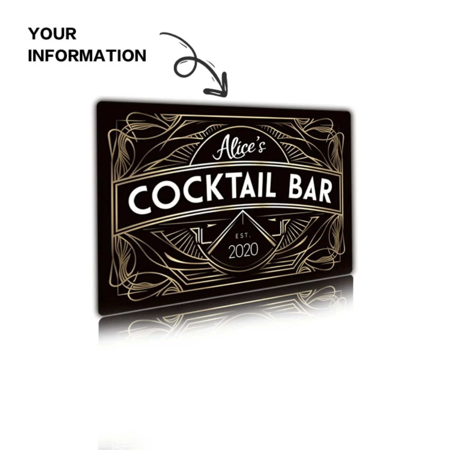 Personalized Art Deco Metal Wa - Home Bar Signs 评论和价格