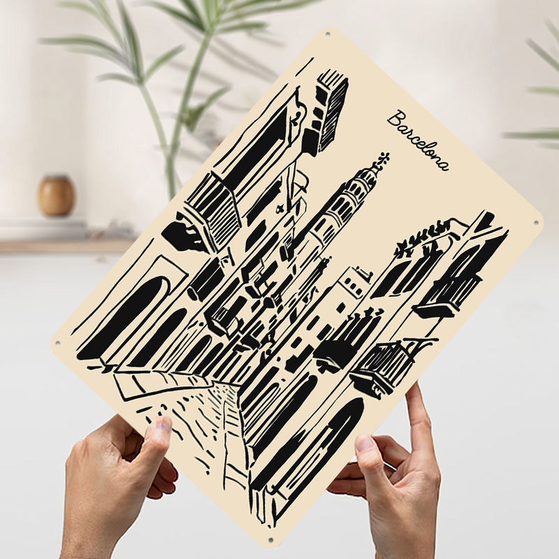 Barcelona Street Metal Poster  - Home Barcelona 评论和价格