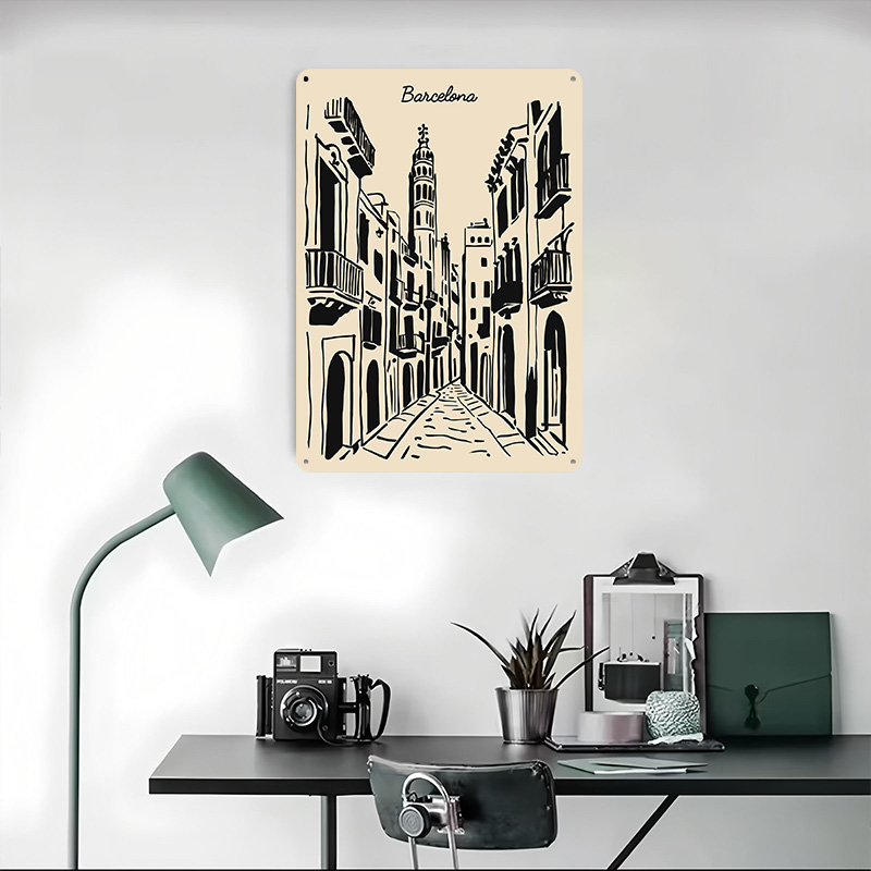 Barcelona Street Metal Poster  - Home Barcelona 评论和价格