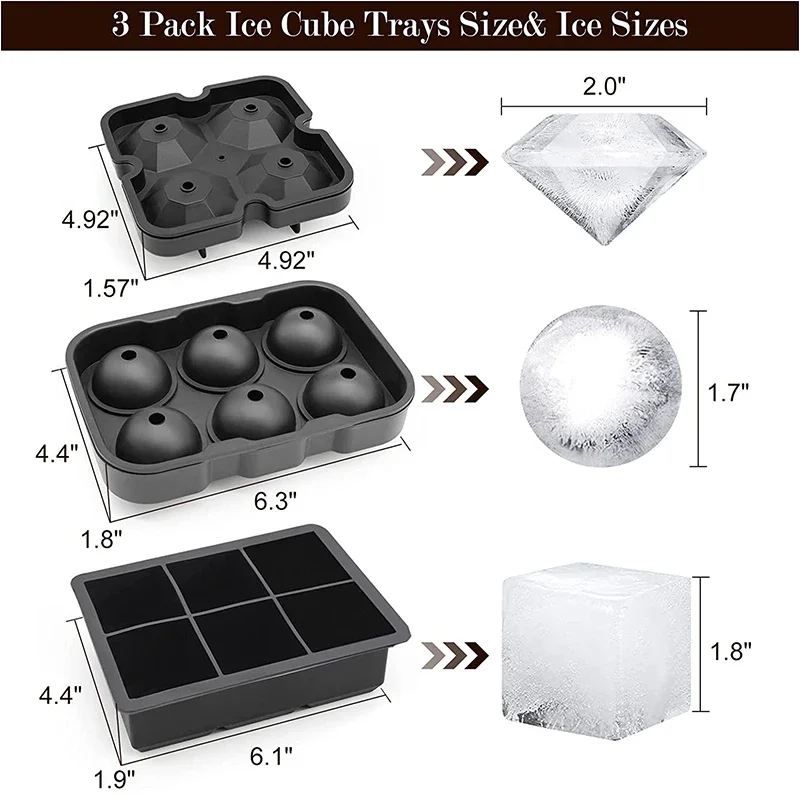 Large Ice Cube Trays Silicone  - Ice Mold Sphere 评论和价格